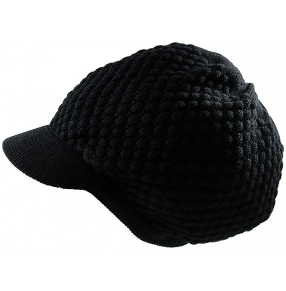 Skullies & Beanies Unisex Cotton Rasta Beanie Visor - Black - CZ12HJNJMZL