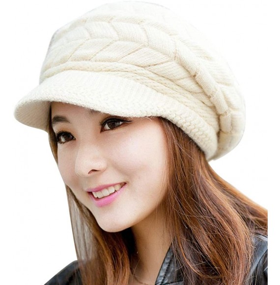 Skullies & Beanies Fashion Women Hat Winter Skullies Beanies Knitted Hats Solid Color Rabbit Fur Cap - Beige - CC18RRX3048