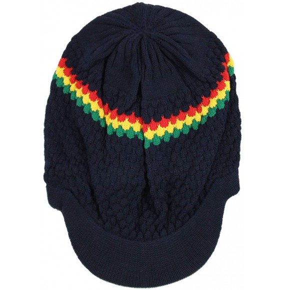 Skullies & Beanies Unisex Cotton Rasta Beanie Visor - Navy/Rgy - CH11ZOSKFMD