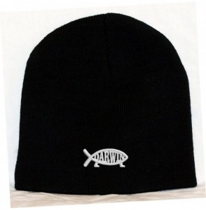 Skullies & Beanies Darwin Fish Embroidered Skull Cap - Black - CW118VMR2DJ