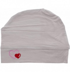 Skullies & Beanies Womens Soft Sleep Cap Comfy Cancer Hat with Hearts Applique - Beige - C117XW8ZATY