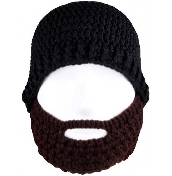 Skullies & Beanies Unisex Knit Stubble Beard Beanie - Black & Brown - CZ11OX65D47