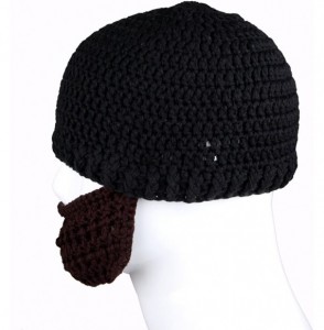 Skullies & Beanies Unisex Knit Stubble Beard Beanie - Black & Brown - CZ11OX65D47