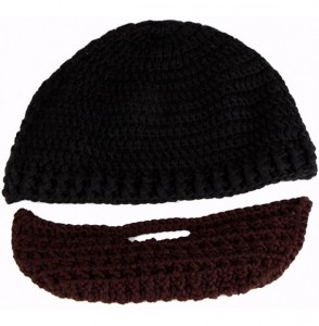 Skullies & Beanies Unisex Knit Stubble Beard Beanie - Black & Brown - CZ11OX65D47