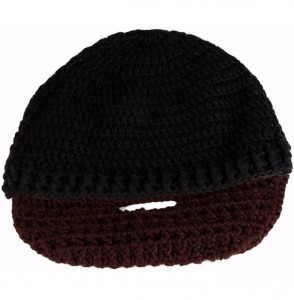 Skullies & Beanies Unisex Knit Stubble Beard Beanie - Black & Brown - CZ11OX65D47