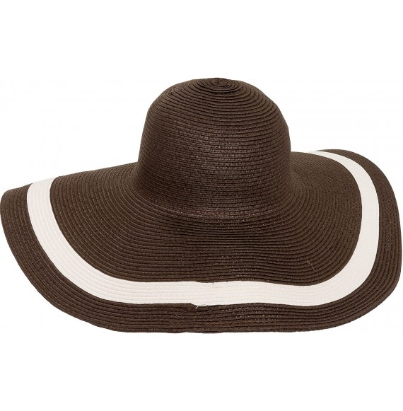 Sun Hats Solid Peak Ladies Wide Brim Toyo Sun Hat - Brown - CD125T9MGA9