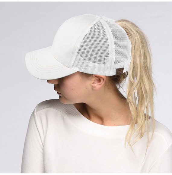 Baseball Caps Hatsandscarf Ponytail caps Messy Buns Trucker Plain Baseball Cap (BT-6) - Glitter-white_ - C018CHG0D6O