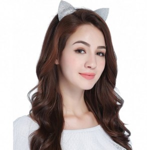 Headbands Christmas Headband Glitter Antlers Cat Ears Holiday Cosplay Party Costume - A - Silvery - Cat Ears - C01862CYZDD