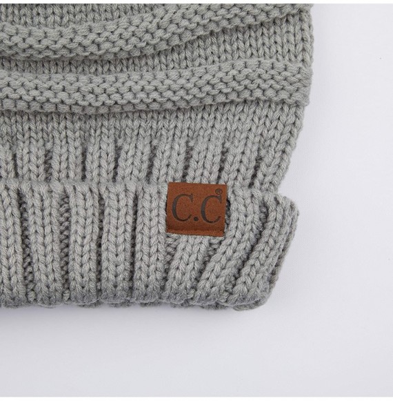 Skullies & Beanies Hatsandscarf Exclusives Unisex Beanie Oversized Slouchy Cable Knit Beanie (HAT-100) - Natural Grey Solid -...