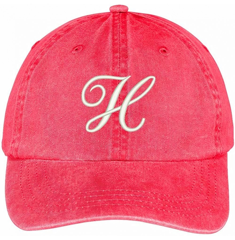 Baseball Caps Letter H Script Monogram Font Embroidered Washed Cotton Cap - Red - C612GZC1L0V