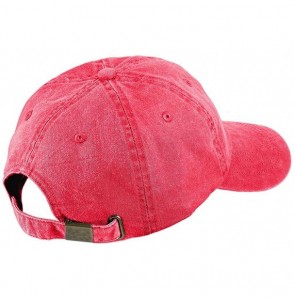 Baseball Caps Letter H Script Monogram Font Embroidered Washed Cotton Cap - Red - C612GZC1L0V