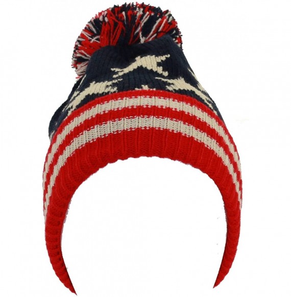 Skullies & Beanies Premium Unisex Warm Knit USA American Flag Style Beanie Hat - Beige - C811PM3TFHL