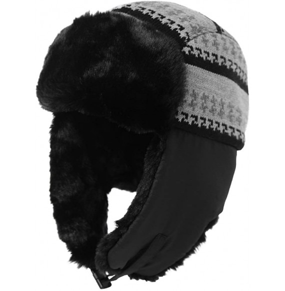 Bomber Hats Men's Faux Fur Trapper Hunting Hat with Earflap Mask Russian Ushanka - 89092_black - C11873C8UTH