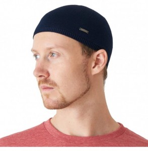 Skullies & Beanies Casualbox - Mens 100% Silk Skull Cap Beanie Hat Kufi Summer Snug Tight - Navy - CM12LUHC5LF