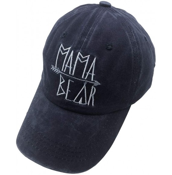 Baseball Caps Unisex Mama Bear Denim Hat Adjustable Washed Dyed Cotton Dad Baseball Caps - Embroidered Logo Navy - CV18RUKDT6W