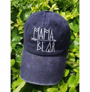 Baseball Caps Unisex Mama Bear Denim Hat Adjustable Washed Dyed Cotton Dad Baseball Caps - Embroidered Logo Navy - CV18RUKDT6W