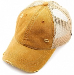 Baseball Caps Exclusives Hatsandscarf Distressed Adjustable - Mustard/Beige - CY18NN49209