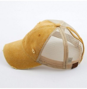 Baseball Caps Exclusives Hatsandscarf Distressed Adjustable - Mustard/Beige - CY18NN49209