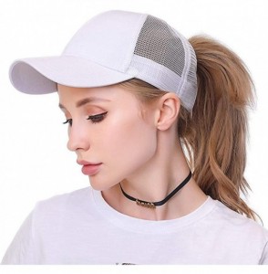 Baseball Caps Custom Ponytail Baseball Cap Personalized Messy Bun Hat Mesh Visor Trucker Hat - White - CF18GZGL9W4