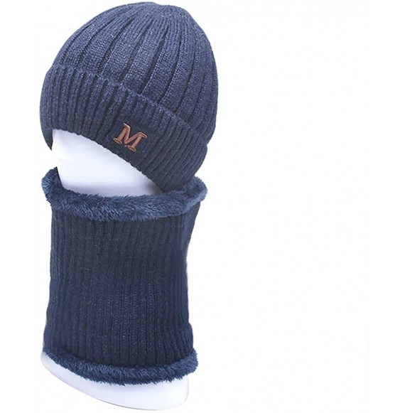 Skullies & Beanies Sleeve Cap Plush Thickened Windproof Knitted Wool Hat Neck Warmer Beanies for Men and Women in Winter - Bl...