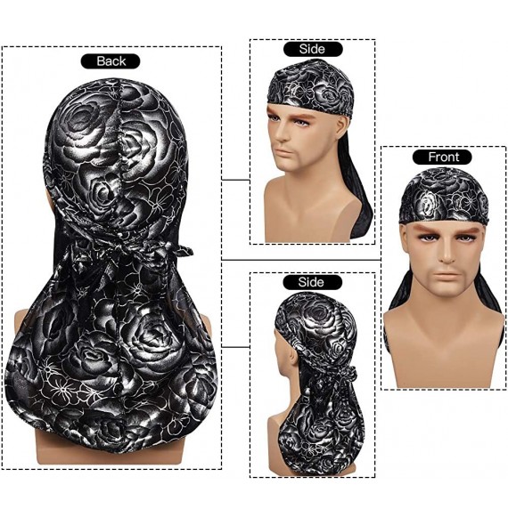 Skullies & Beanies 3PCS Silky Durags Pack for Men Waves- Satin Doo Rag- Award 1 Wave Cap - D-set G - CY18TSUCIH3