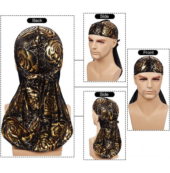 Skullies & Beanies 3PCS Silky Durags Pack for Men Waves- Satin Doo Rag- Award 1 Wave Cap - D-set G - CY18TSUCIH3