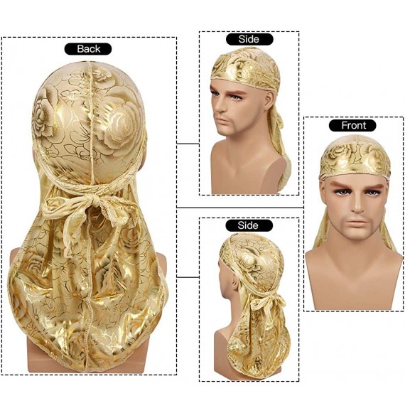 Skullies & Beanies 3PCS Silky Durags Pack for Men Waves- Satin Doo Rag- Award 1 Wave Cap - D-set G - CY18TSUCIH3