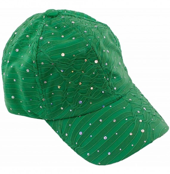 Baseball Caps Glitzy Game Sequin Trim Baseball Cap for Ladies - Emerald - CK183AWSAI4