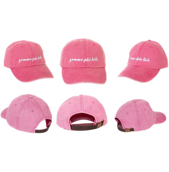 Baseball Caps Gamma Phi Beta (N) Sorority Baseball Hat Cap Cursive Name Font Gamma phi - Hot Pink - CL188U8WE7C