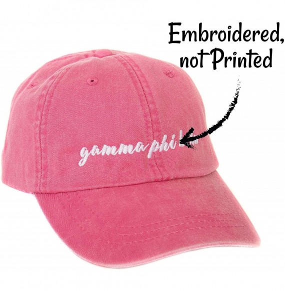 Baseball Caps Gamma Phi Beta (N) Sorority Baseball Hat Cap Cursive Name Font Gamma phi - Hot Pink - CL188U8WE7C