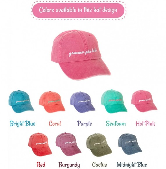 Baseball Caps Gamma Phi Beta (N) Sorority Baseball Hat Cap Cursive Name Font Gamma phi - Hot Pink - CL188U8WE7C