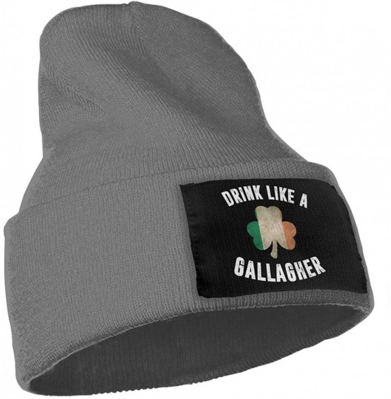 Skullies & Beanies Women & Men Drink Like A Gallagher Saint Patrick Day Winter Warm Beanie Hats Stretch Skull Ski Knit Hat Ca...