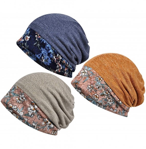 Skullies & Beanies Beanies Chemo Headwear Skull Cap Knitted hat Scarf for Womens - 3pack-b - CA18LWOHMM3