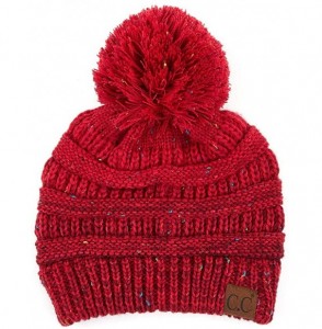 Skullies & Beanies Exclusive CC Confetti Knitted Beanie with Pom Pom - Red - CR12K7FA80F