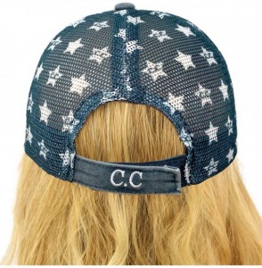 Baseball Caps Everyday Distressed Trucker Mesh Summer Vented Baseball Sun Cap Hat - Patch American Flag - CU196XCN5H4