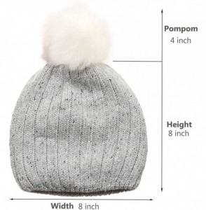 Skullies & Beanies Women's Premium Wool Blend Faux Pom Pom Beanie Hat with Plush Lining. - Grey - CG18692G7WN