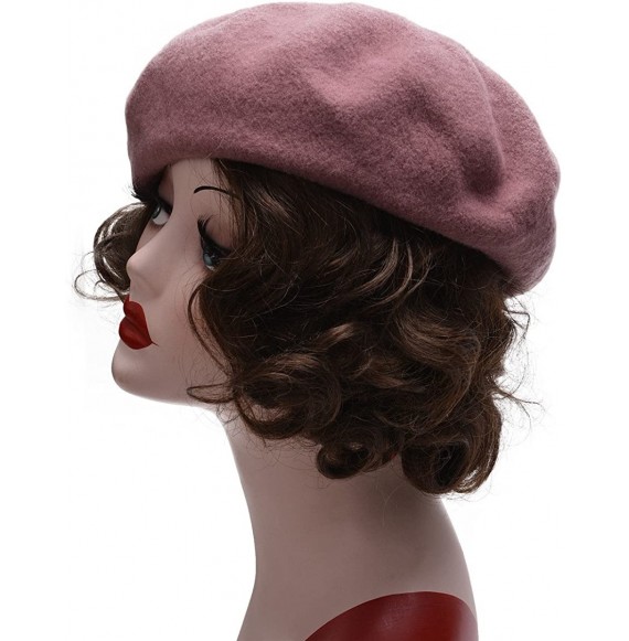 Berets Womens French Artist 100% Wool Beret Flat Cap Winter Warm Painter Hat Y63 - Light Purple - C0186ZSMGKN