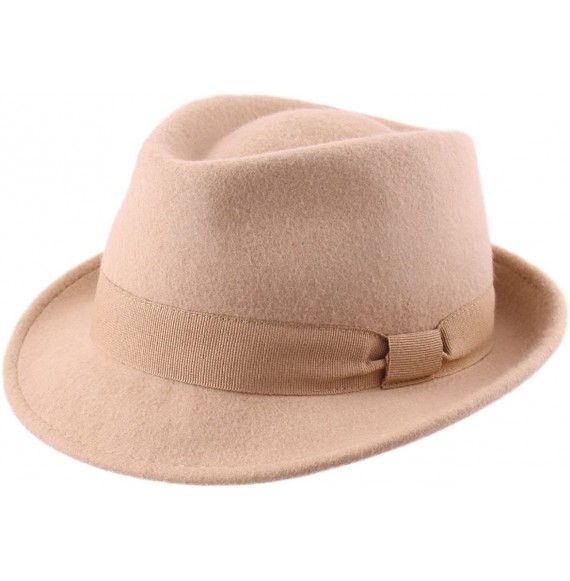 Fedoras Trilby Wool Felt Trilby Hat - Camel - CJ1884XU7QX