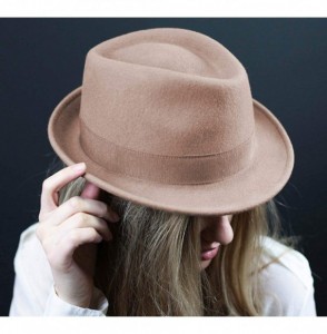 Fedoras Trilby Wool Felt Trilby Hat - Camel - CJ1884XU7QX