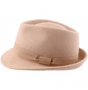 Fedoras Trilby Wool Felt Trilby Hat - Camel - CJ1884XU7QX