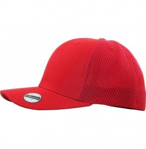 Baseball Caps Blank Stretch Mesh Back Cotton Twill Fitted Hat Spandex Headband - (Mesh Back) Red - CL180K8W9L4