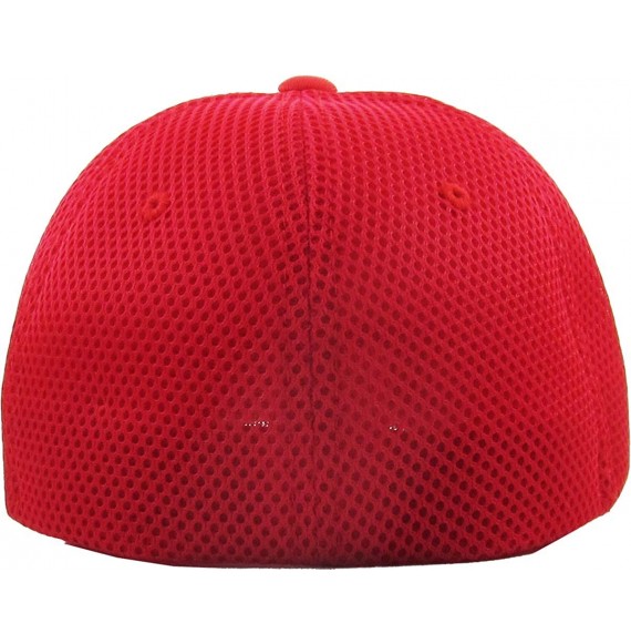 Baseball Caps Blank Stretch Mesh Back Cotton Twill Fitted Hat Spandex Headband - (Mesh Back) Red - CL180K8W9L4