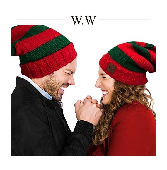 Skullies & Beanies Slouchy Beanie Winter Hats for Men and Women- Warm Fleece Lined Knit Skully - Christmas Cheer - CG187KL8C9N