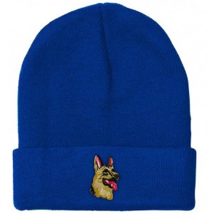 Skullies & Beanies Custom Beanie for Men & Women German Shepherd Head B Embroidery Skull Cap Hat - Royal Blue - CB18ZRARUSU