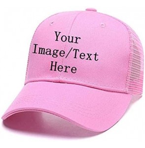 Baseball Caps Custom Women's Ponytail Mesh Adjustable Cap-100% Cotton Baseball Hat Trucker Cap - Pink - C618H34A2XD