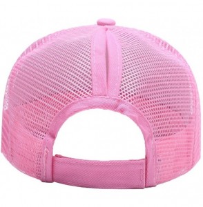 Baseball Caps Custom Women's Ponytail Mesh Adjustable Cap-100% Cotton Baseball Hat Trucker Cap - Pink - C618H34A2XD