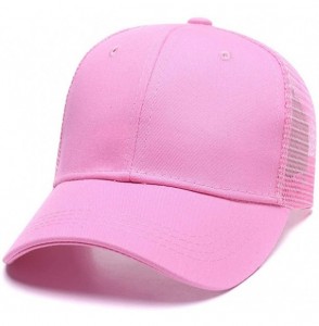 Baseball Caps Custom Women's Ponytail Mesh Adjustable Cap-100% Cotton Baseball Hat Trucker Cap - Pink - C618H34A2XD