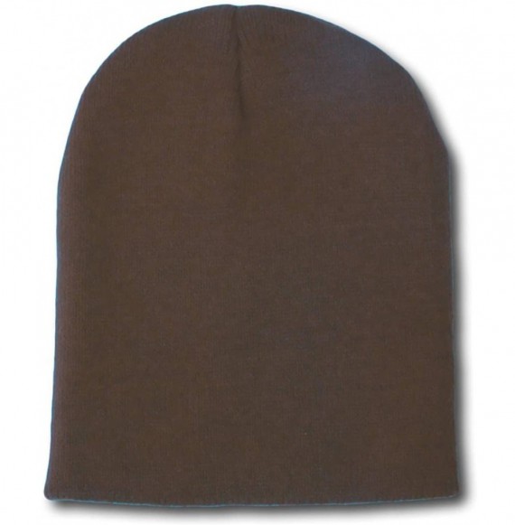 Skullies & Beanies Blank Short Beanie Cap - Brown - CO112I1RGD5