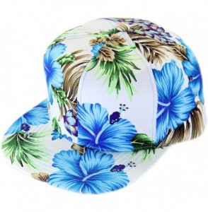 Baseball Caps Floral Hawaiian Adjustable Snapback Hats Baseball Caps - Blue/Flat - CF18C9WYMHG