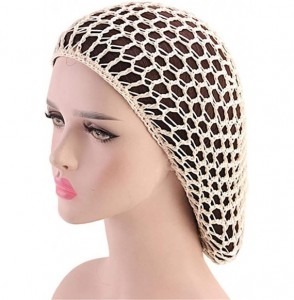 Skullies & Beanies Women Soft Rayon Snood Hat Hair Net Crocheted Hair Net Cap Mix Colors Dropshipping - Fw-12-beige - CC196Y7...